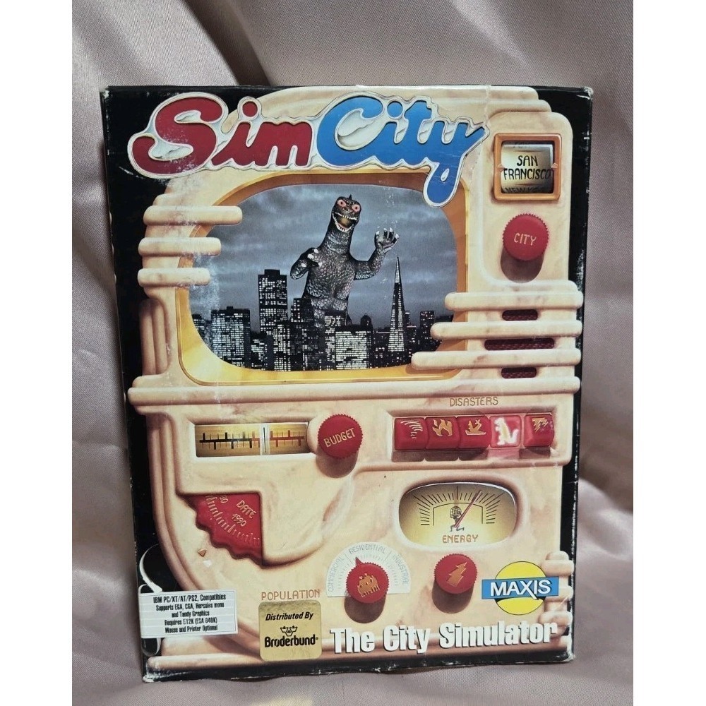 Sim City Complete In Box Godzilla Cover and Graphics Alternate Architecture